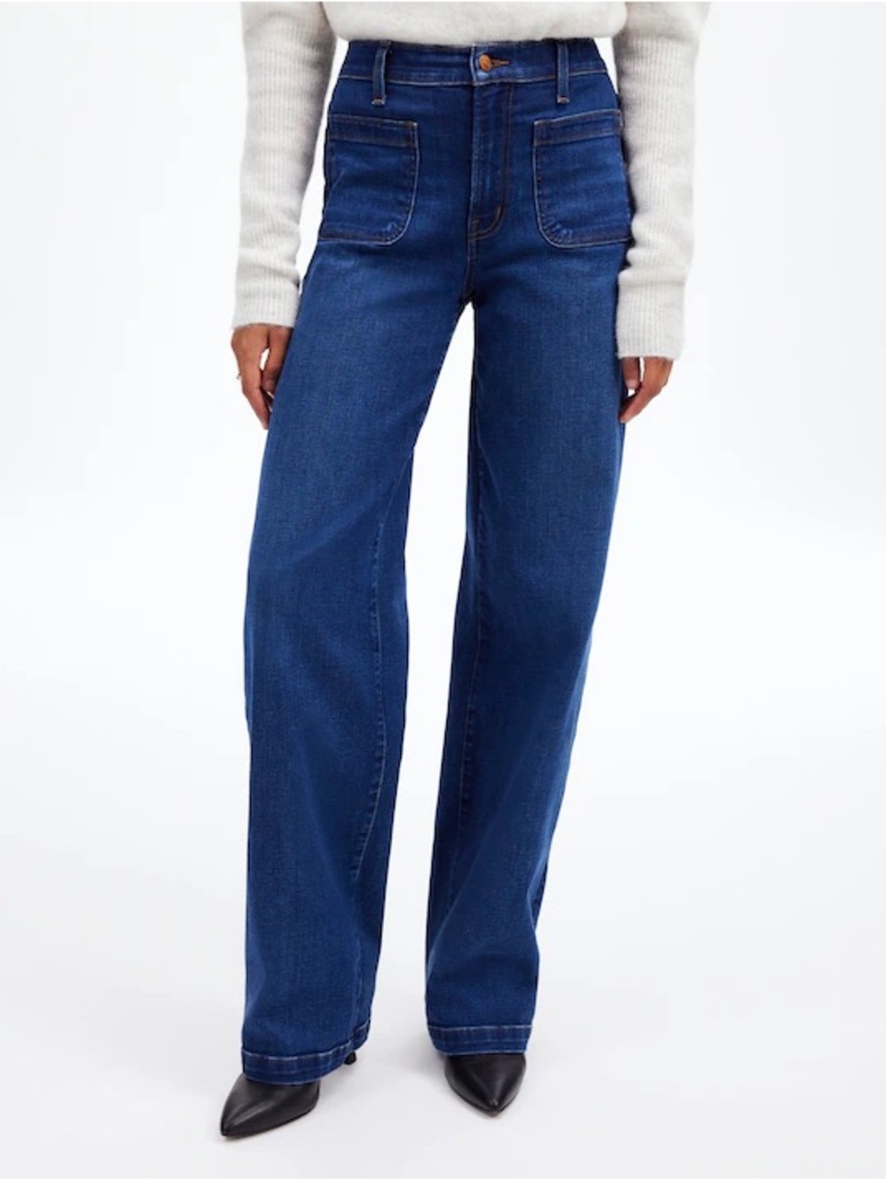 Madewell The Emmett Wide-Leg Full Length Jean: Patch Pocket Edition